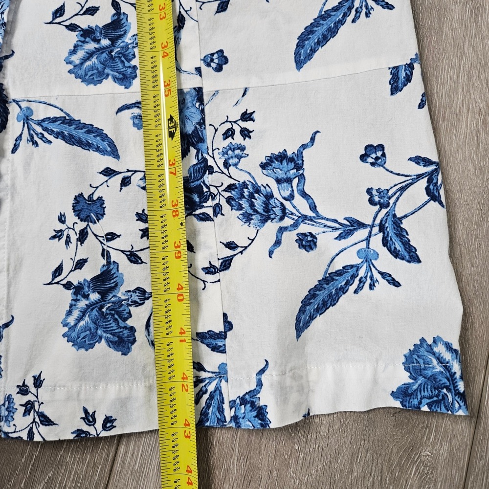 VTG Liz Claiborne Size L Shirt Dress Blue/White Tie Belt Floral Cotton Classic - Picture 11 of 11
